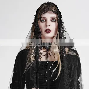 Gothic Laced and Chained Necklace With Cameo and Crosses thumbnail-6