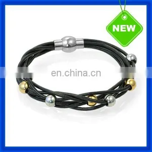 New 2014 Black Leather Cuff Bracelets TPSBE437 thumbnail-1