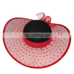 MCH-2251 Fashion Cheap Wholesale Ladies Various Party Wide Warping Brim Floppy Gauze Hat With Pattern thumbnail-2
