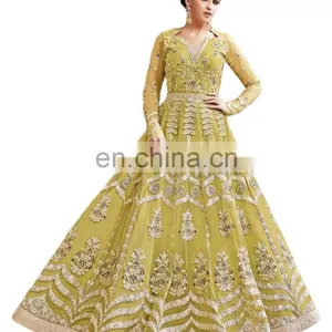 Stylish 2017 Attractive Wedding Wear Maxi Gown Style Anarkali Lehenga Suits (Semi Stitched Dress Material) thumbnail-1
