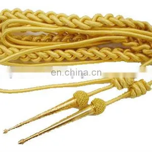 Military Aiguillette, Gold Wire Military Double Tip Uniform Aiguillette, Navy Aiguillette Lanyard, Shoulder Cord thumbnail-1