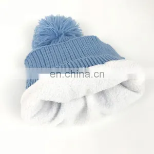 Good Quality Custom Plain Cuff Knitted Beanie,Pom Pom Beanie Hat thumbnail-5