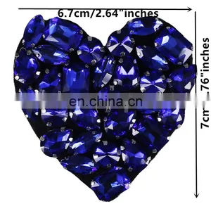 Hot!!! Beaded Crystal Navy Heart Patches Badges For Clothing thumbnail-5