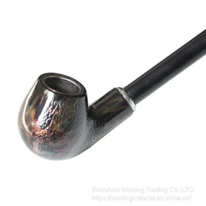 400mm Length Wooden Resin Long Tobacco Pipe With Small Serpentinite Head for Smoking thumbnail-2