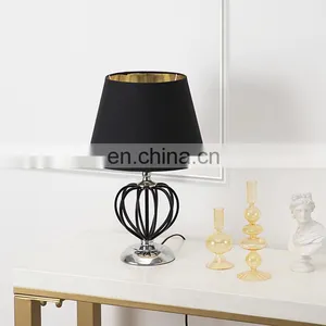 High Quality Korean Modern Style Black Creative Design Metal Table Lamp for Bedroom Decor thumbnail-3