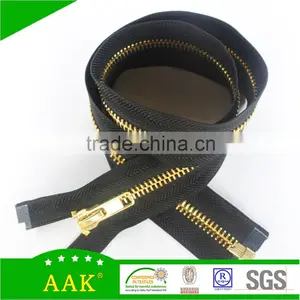 8#Open End Long Gold Paint Metal Zipper thumbnail-1