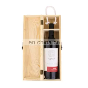Hot Sale Unfinished Pine Cheap Empty Single Wooden Wine Box thumbnail-1