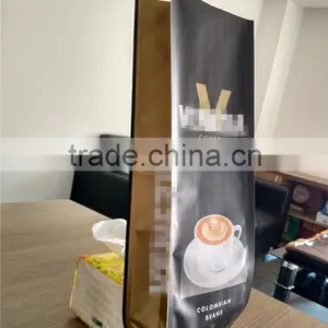 Side Gusset Plastic Printed Aluminum Foil Coffee Bean Packaging Bags With Valve 1KG thumbnail-2