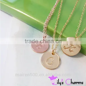 Disc Personalized Script Initial Pendant Necklace thumbnail-1