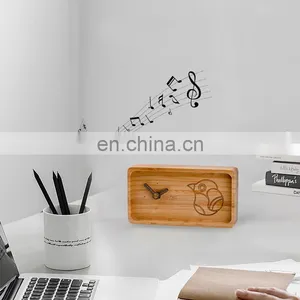 Уникальные индивидуальные прямоугольные настольные часы в виде маленького прямоугольника с изображением поет птицы на бамбуке, аналоговые настольные и столовые часы thumbnail-4