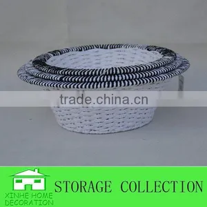 Set of 3 Bowl Shape Handmade Paper Rope Woven Basket thumbnail-1