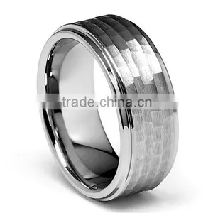 New Design Love Ring Hammered Men's Tungsten Wedding Band thumbnail-1