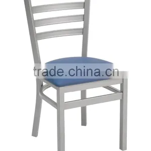 Hot Sale High Back Metal Leather Imitated Wooden Restaurant Ladder Back Chair in Dining Chairs thumbnail-2