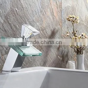 Basin Glass Waterfall Faucet With LED Light LED Tap thumbnail-2