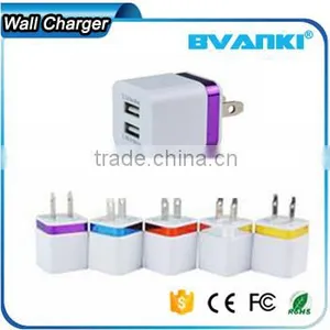 Promotional Custom Logo Colorful Universal 2 Dual Usb Port Travel Adapter Wall Usb Charger for Cell Phones Free Samples thumbnail-1