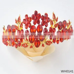 2015 Fashion Newest Jewelry Pageant Tiaras Crowns Wholesale Red Crown thumbnail-1
