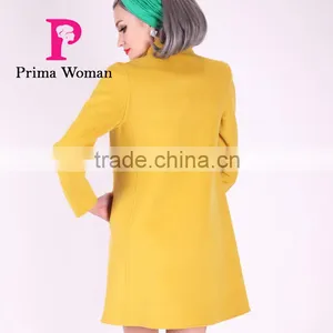 Spring Fashion Lapel Women Medium Length Slim Fit Wool Coat thumbnail-6