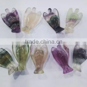 Natural Flourite Carving Angels Handicraft Carved Gemstone Angels Different Shape Different Size thumbnail-1