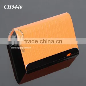 Orange Color Leather Stainless Steel Metal Leather Business Card Holder thumbnail-4