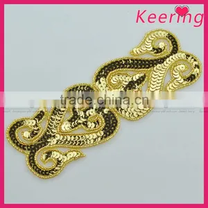Sew on Dress Fashion Gold Sequin Appliques Wholesale WRAB-002 thumbnail-5