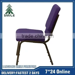 Wholesale Cheap Stacking Metal Church Chairs With Iron Tube and Fabric Cushion thumbnail-2