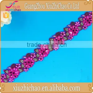 Wholesale Flower Design Cord Embroidery Sequin Lace Trim thumbnail-5
