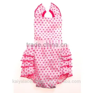 Gold Polka Dots Summer Cotton Newborn Baby Clothes Pom Pom Jumpsuits Bodysuit Romper thumbnail-5