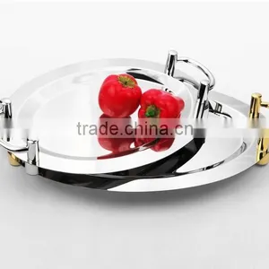New Products of Gold Rim Stainless Steel Mirror Polishing Dinner Plates for Weddings thumbnail-1