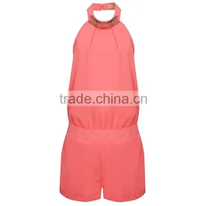 Custom Made Adult Pink Elegant Slim Fit Clubwear Party Trouser Women Woven Jumpsuit thumbnail-4