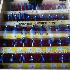 TC-050A 50PCS TCT Router Bit Set Blue Colour Quarter Inch Shank In Wooden Display Box thumbnail-1