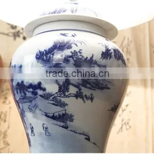 Chinese Ceramic Ginger Jar Table Lamp With Base Switch thumbnail-5