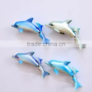 5.5 Inch Plastic Pearl Powder Dolphin Fridge For Magnets, Beach Souvenir Magnet thumbnail-1