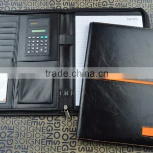 A4 Multifunction Calculator Leather Notebook Organizer With Zipper thumbnail-1