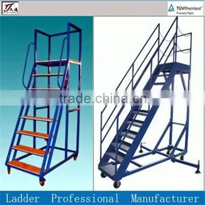Steel Movable Step Ladder With Wheels thumbnail-1