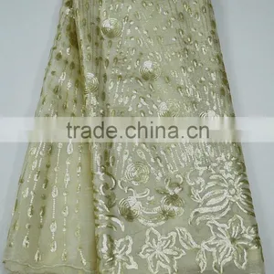 Red Wedding Dress Making Lace Lastest Style Korea Silk Lace Fabric New Sample With Sequins thumbnail-2
