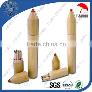 Natural Wood Color Pencil Set With Wooden Tube thumbnail-1
