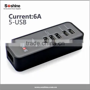 Soshine 3.1A 5 Port USB Portable Travel Charger Rapid Charger for IPhone IPad Android Devices Universal Usb Charger thumbnail-4