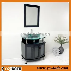 Glass Lavabo Bathroom With Solid Wood Cabinet thumbnail-1