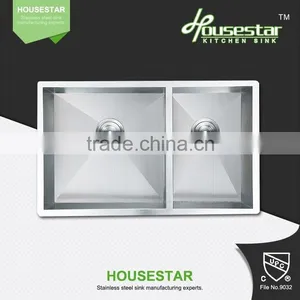 71544-3 New Product High Quality Undermount Double Bowl Handmade Stainless Steel Kitchen Wash Sink thumbnail-3