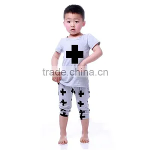 Boys Clothes Summer 2016 New With The Blcak Cross Baby Clothing Sets thumbnail-1