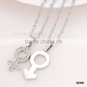 I Love You Key Split Heart Silver Plated Couple Love Necklace thumbnail-6