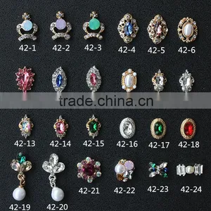 no Fading Color High Opal Rhinestone Crown Pearl Setted Crown Oval Pending Metal Charm for Nail Art thumbnail-1
