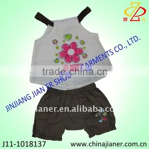 Summer Cotton Chilrdren 2pcs Set Girl Set thumbnail-1