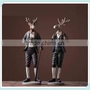 Resin Gentleman Deer Figrine Gentleman Deer Sculpture thumbnail-1