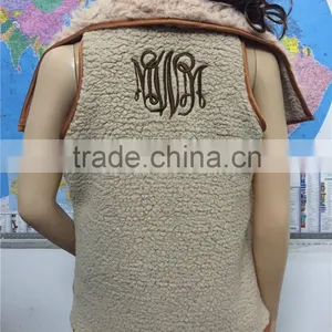 Ladies Fur Leather Trim Monogram Fur Vest thumbnail-4