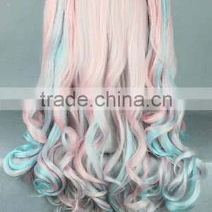 Costume Long Deep Wave Wigs With Multi Color Two Ponytails Wig N380 thumbnail-1