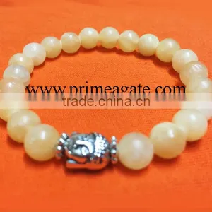 Natural Calcite Stretchable Buddha Bracelet | A Grade Good Quality Gemstone Bracelet | Agate New Jewelry 2016 Bracelets thumbnail-1