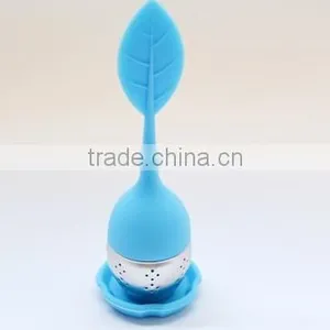 Cute Different Colours Silicone Leaf Handle Tea Infuser thumbnail-3