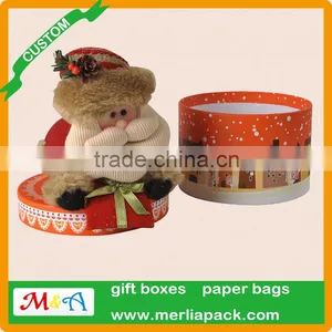 Chic Round Christmas Dolls Gift Box Craft Kids Cake Hat Paper Snowflake Boxes thumbnail-3