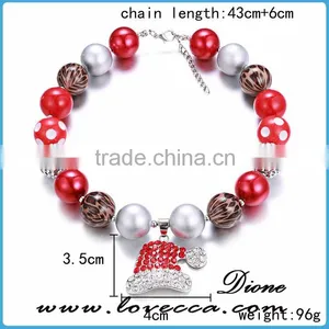 Handmade Christmas Stretch Bracelet With Snowman Hat Painted Glass Bead thumbnail-1